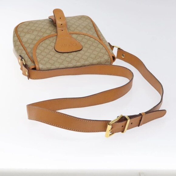 CELINE Macadam Canvas Shoulder Bag Beige Gold Auth - Picture 9 of 16